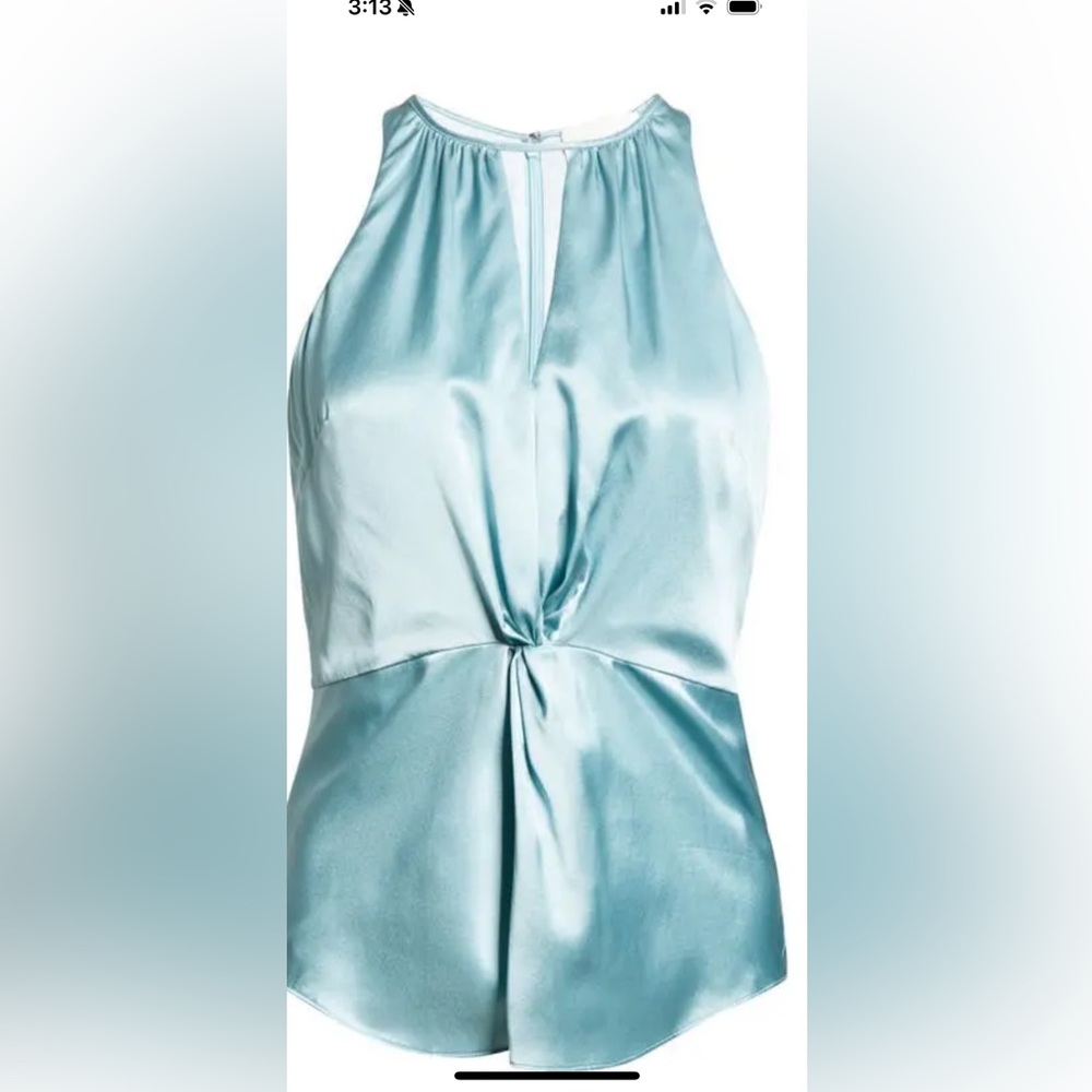 $325 Cinq a Sept ravine blue Amari Twist Cutout Silk Tank Top Sleeveless xs - Picture 5 of 10